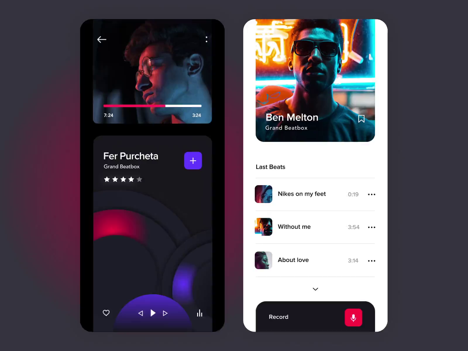 The music recording app by Outcrowd on Dribbble