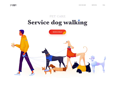 Landing page - Puppy animation clean colors design illustration landing minimal ui ux web website