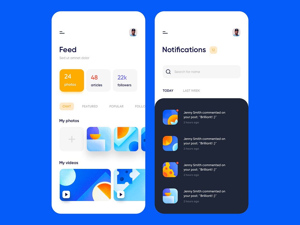 Mobile app - Social media network by Outcrowd on Dribbble