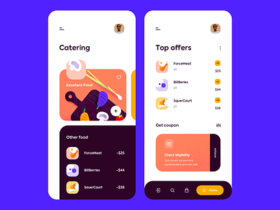 Mobile app - Best Catering app clean colors design illustration mobile ui ux