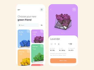 Mobile app - Iceland moss animation clean colors design illustration minimal mobile page ui ux vectors