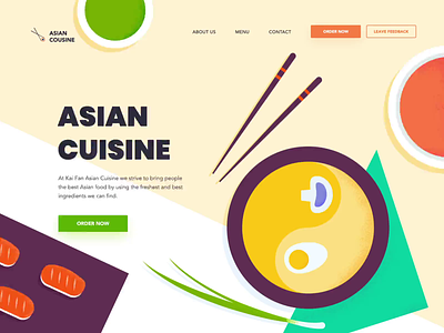 Landing page - Asian Cuisine animation clean colors design illustration landing minimal motion page ui ux vectors web website