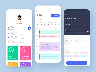 Mobile application - Task planner animation app clean colors design minimal mobile motion ui ux web