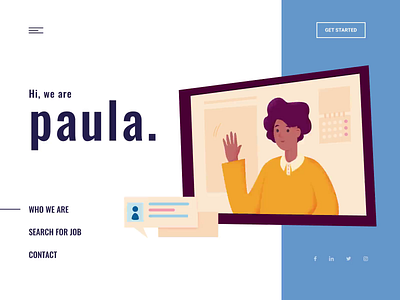 Landing page - Paula animation clean colors design illustration landing minimal ui ux vector web website