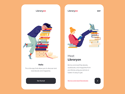 Mobile app - LibraryOn app clean colors design illustration minimal mobile ui ux