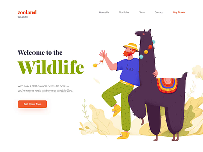 Landing page - WildLife Zoo clean colors design illustration landing minimal ui ux web website