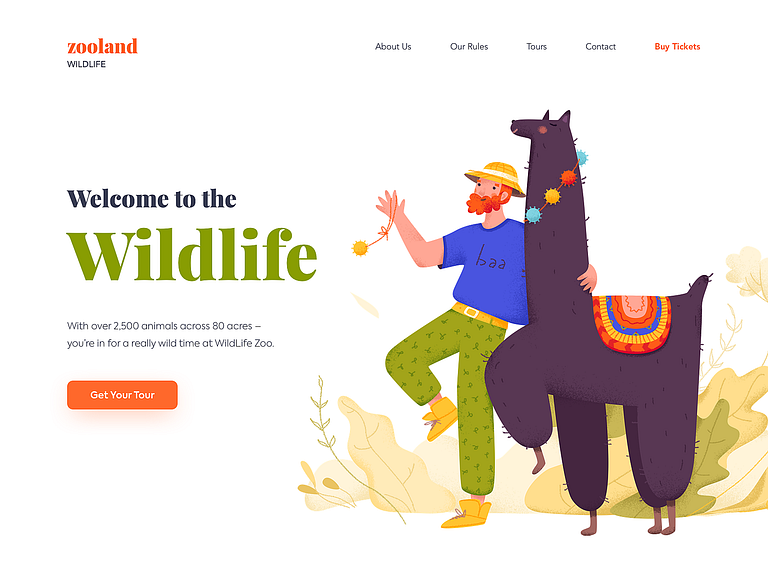 Landing page - WildLife Zoo by Outcrowd on Dribbble