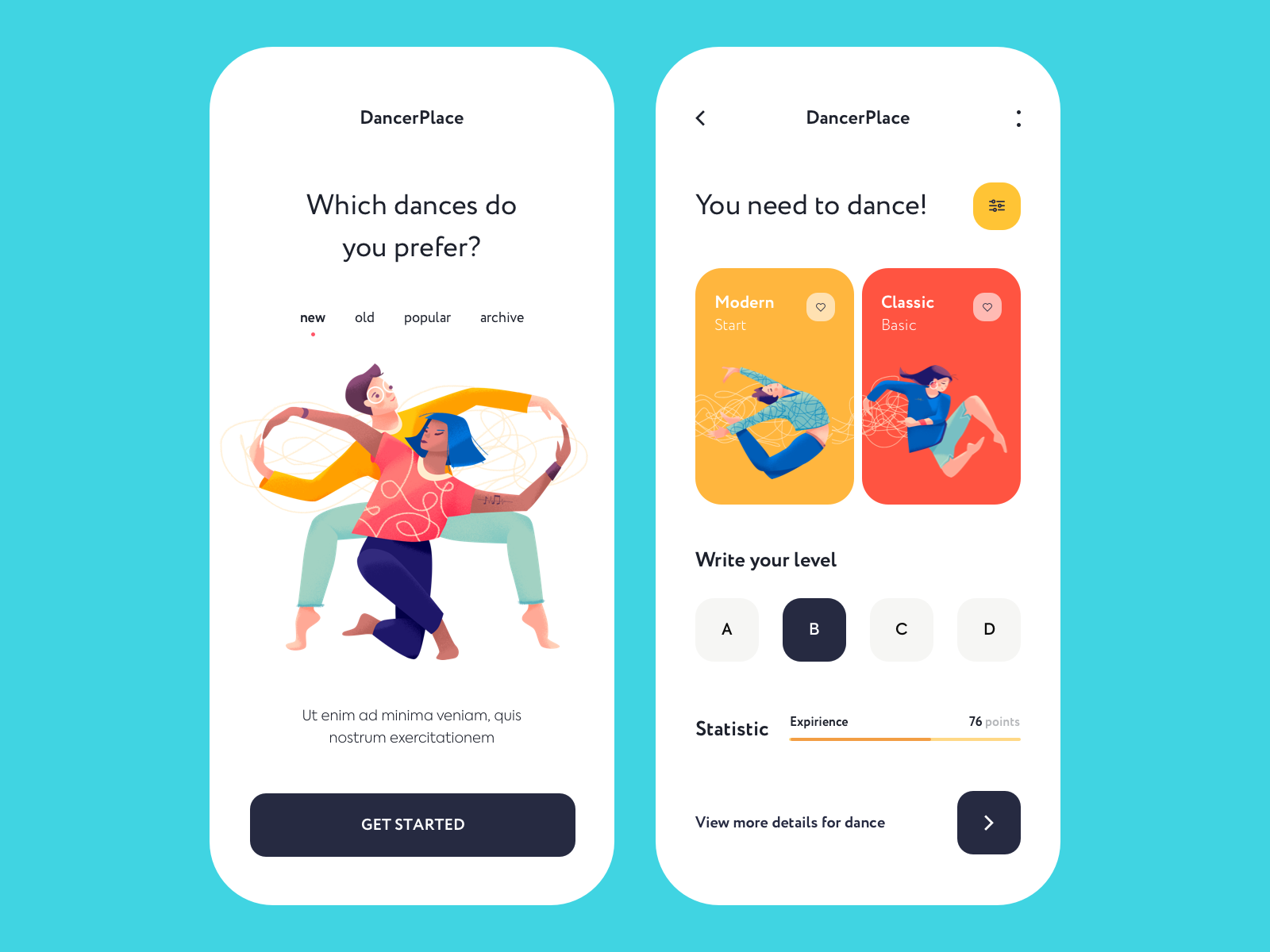Mobile app - DancerPlace by Outcrowd on Dribbble