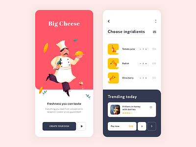 Mobile app - Big Cheese app clean colors design illustration minimal mobile product ui ux
