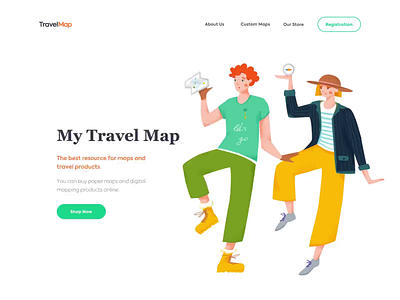 Landing page - TravelMap animation clean colors design illustration landing ui ux web website