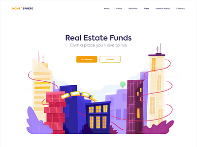 Landing page - RealEstate animation clean colors design illustration minimal ui ux web website