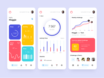 Mobile application - Activity app clean colors design minimal mobile ui ux vector