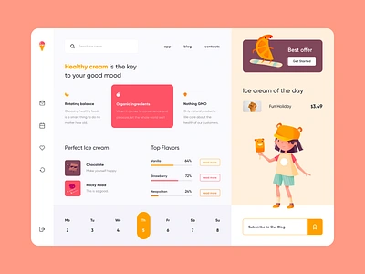 Dashboard - Sweet Ice Cream clean colors design illustration minimal product ui ux vector web
