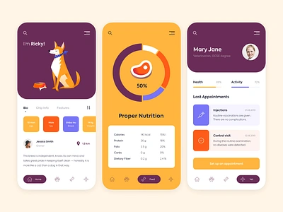 Mobile App - Dog App app clean colors design illustration minimal mobile ui ux