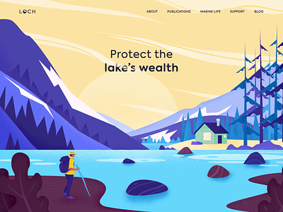 Landing - Lakes wealth Loch animation colors design illustration landing minimal ui ux web website
