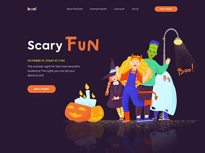 Halloween - Boo Party animation colors design illustration landing minimal ui ux web website