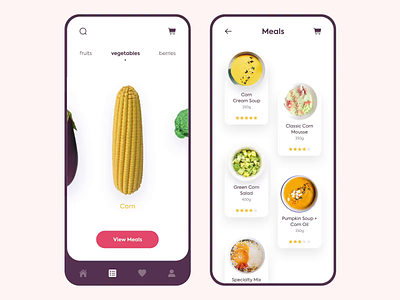 Mobile app - Vegan meal animation app clean colors design minimal mobile ui ux vegan