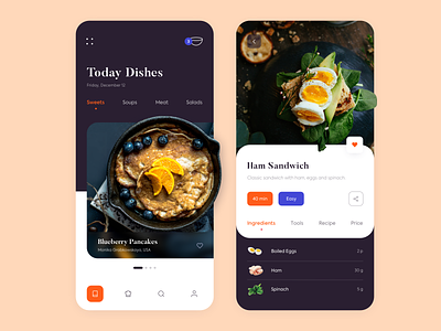 Mobile App - Kitchen Stories app clean colors design illustration kitchen minimal mobile ui ux