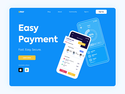 Landing Page - Payment App E-Pay animation app clean colors landing minimal ui ux web website