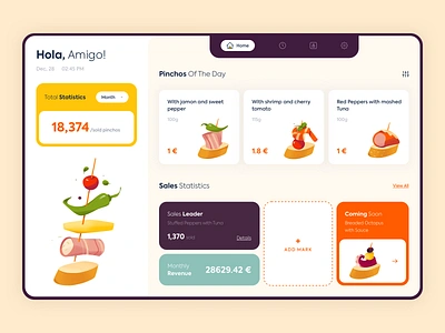 Web App - Hola Tapas app colors design illustration minimal page ui ux web website