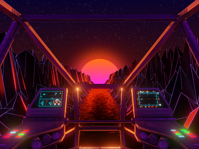 Synthwave VJ looping Animation