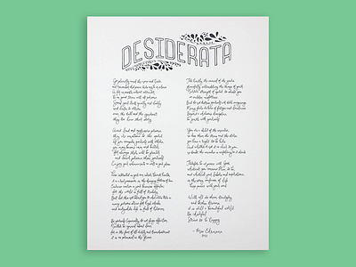 Desiterata hand lettering lettering poetry type typography