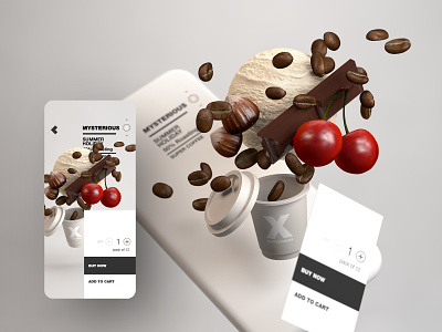 Conceptual mobile UI for coffee capsule store 3d art beans cafe cherry coffee ecommerce flavor icecream store ui ux