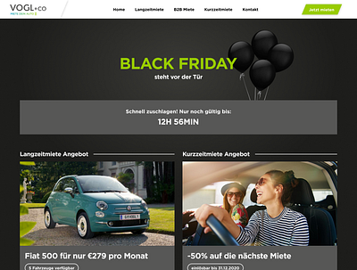 Black Friday – Landingpage car rental design figma ui web