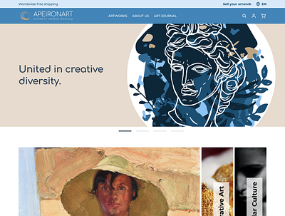 European Art Webshop – Landingpage ancient greek landingpage pastel ui webshop woocommerce wordpress
