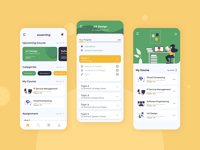 Spada - eLearning app design app courseapp design figma illustration learning learning management system learningapp mobileapp schoolapp spada ui uidesign userinterface