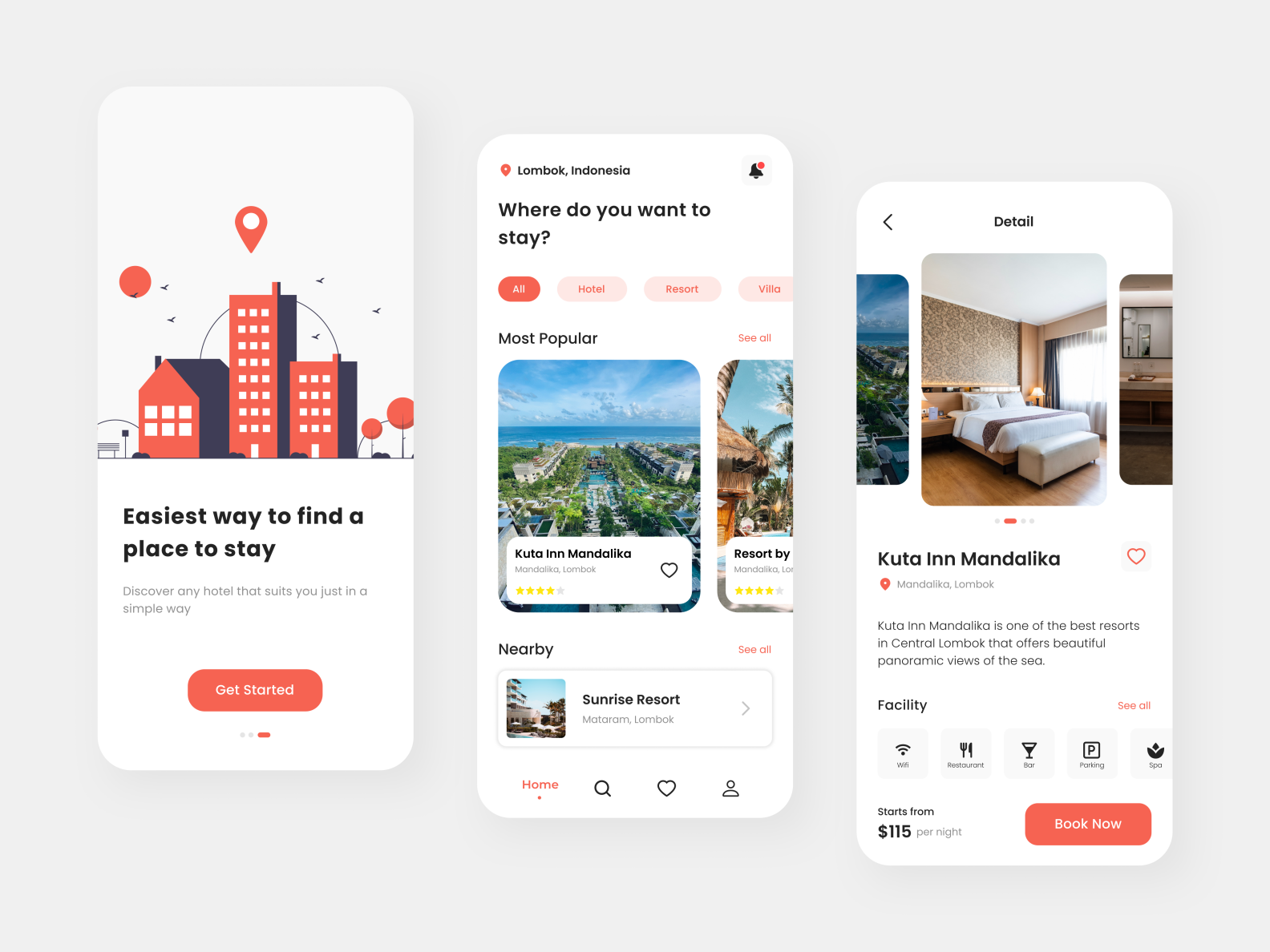 Hotel Booking app design by Naufal Nur Aidil on Dribbble