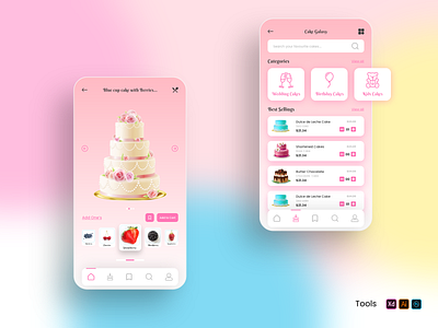 Cake Mobile UI app branding design illustration typography ui ux vector