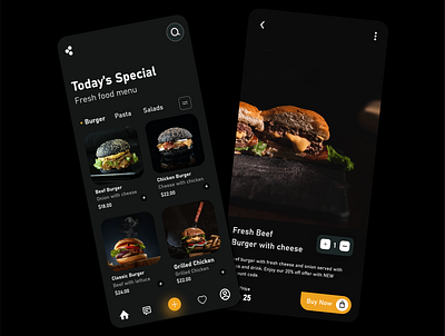 Burger App app design illustration ui