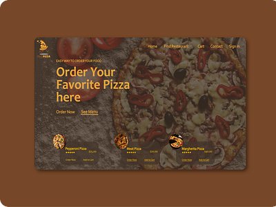 Pizza Web App design illustration ui web