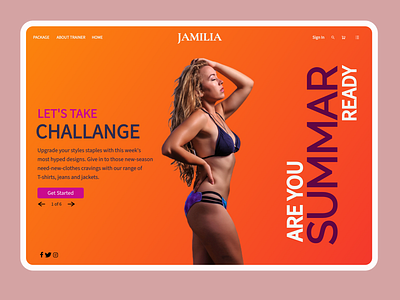 Jamila - Fitness Trainer Landing Page Header Concept app design ui web
