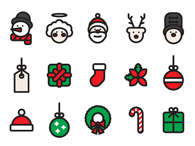 Christmas Icons for Canva beanie cane christmas deer flower gifts holiday nutcracker santa snowman tag wreath