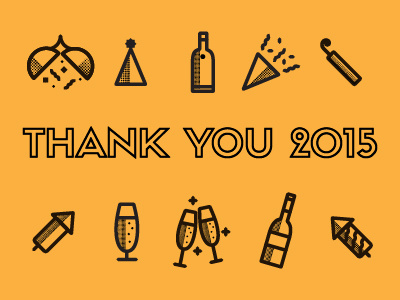 Thank You 2015 2015 fireworks halftone happy icon icons line art new year outline party yearender