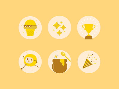 Canva Social Media Icons 02 bee characters cute ice cream icon icons illustration pastel people set social media trophy