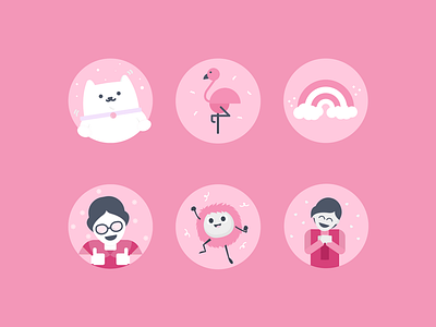 Canva Social Media Icons 03 cat characters cute flamingo icon icons illustration pastel people set social media