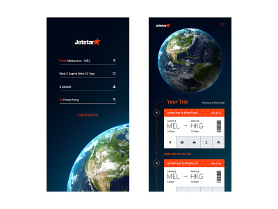 Jetstar airline boarding pass brand design earth interface jetstar melbourne mobile mobile ui travel ui