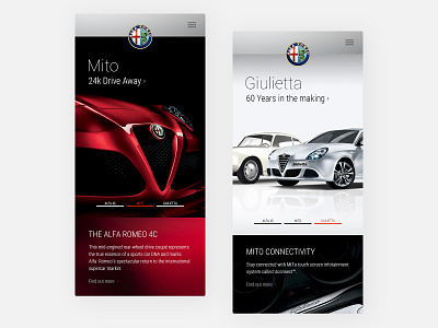 Alfa Romeo Mobile Homepage alfa romeo design homepage mobile