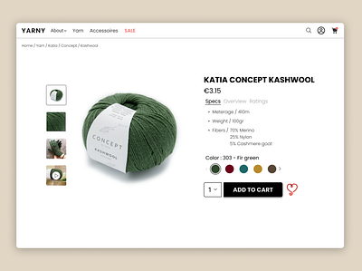 YARNY web-shop design e commerce minimal online shop ui ux web yarn