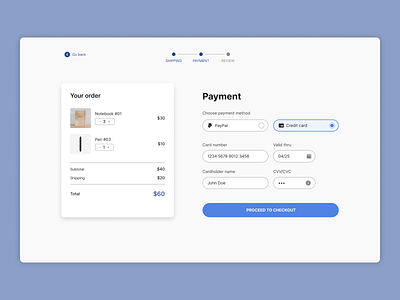 DailyUI #02 - Credit card form and checkout