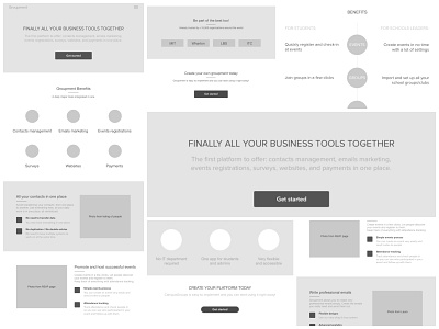Product page wireframes