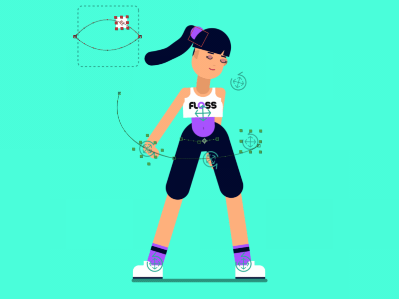 The Floss after effects character character design dance dancing flat girl loop motion
