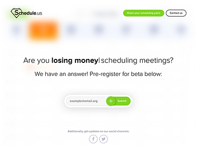 Schedule.us – a teaser page app beta minimal register schedule scheduling startup teaser web