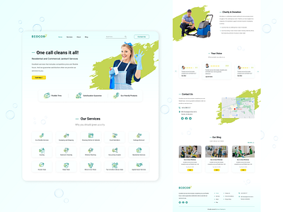 Ecocor Cleaning Service Company adobe xd cleaning cleaning services design figma illustration landing landing page ui ux web website