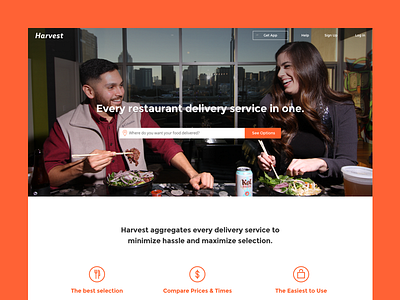 Harvest Delivery Home Page food delivery home page