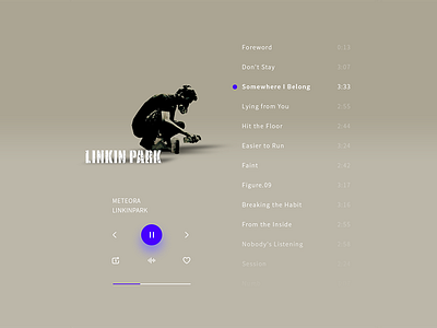 Somewhere I belong Linkin Park chester design interface linkin music park player ui
