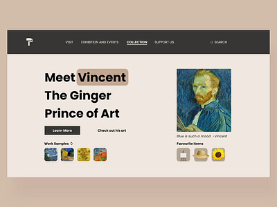 Artist page for a museum museum ui uidesign website design